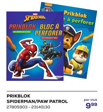 Aanbiedingen Prikblok spiderman-paw patrol - Huismerk - Supra Bazar - Geldig van 21/03/2023 tot 22/04/2023 bij Supra Bazar