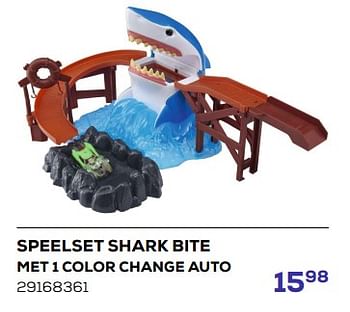 Aanbiedingen Speelset shark bite met 1 color change auto - TeamsterZ - Geldig van 21/03/2023 tot 22/04/2023 bij Supra Bazar