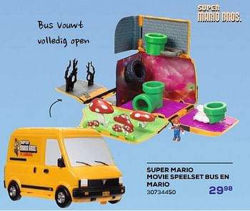 Aanbiedingen Super mario movie speelset bus en mario - Super Mario - Geldig van 21/03/2023 tot 22/04/2023 bij Supra Bazar