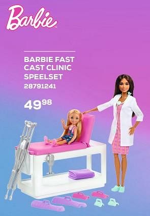 Aanbiedingen Barbie fast cast clinic speelset - Mattel - Geldig van 21/03/2023 tot 22/04/2023 bij Supra Bazar