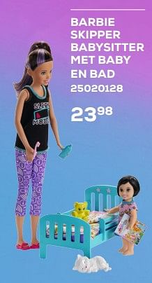 Aanbiedingen Barbie skipper babysitter met baby en bad - Mattel - Geldig van 21/03/2023 tot 22/04/2023 bij Supra Bazar