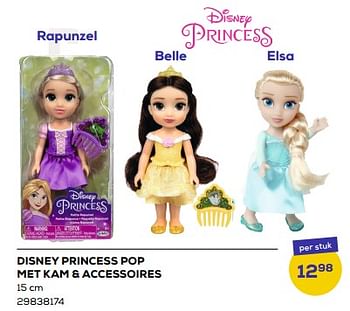 Aanbiedingen Disney princess pop met kam + accessoires - Disney Princess - Geldig van 21/03/2023 tot 22/04/2023 bij Supra Bazar