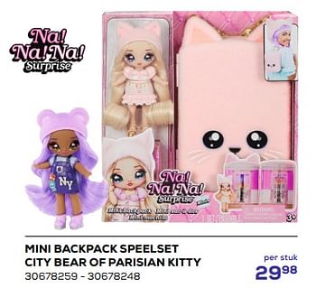 Aanbiedingen Mini backpack speelset city bear of parisian kitty - Na! Na! Na! Surprise - Geldig van 21/03/2023 tot 22/04/2023 bij Supra Bazar
