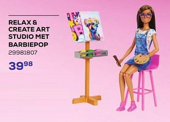 Aanbiedingen Relax + create art studio met barbiepop - Mattel - Geldig van 21/03/2023 tot 22/04/2023 bij Supra Bazar