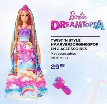 Aanbiedingen Twist ‘n style haarverzorgingspop en 2 accessoires - Mattel - Geldig van 21/03/2023 tot 22/04/2023 bij Supra Bazar