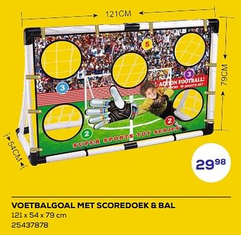 Aanbiedingen Voetbalgoal met scoredoek + bal - Huismerk - Supra Bazar - Geldig van 21/03/2023 tot 22/04/2023 bij Supra Bazar