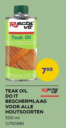 Aanbiedingen Teak oil do it beschermlaag voor alle houtsoorten - Rectavit - Geldig van 21/03/2023 tot 22/04/2023 bij Supra Bazar