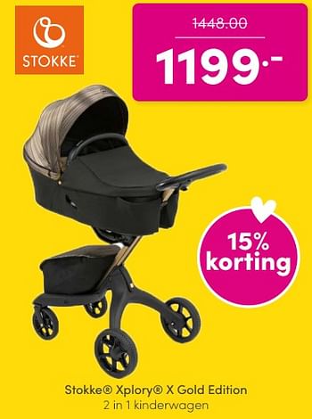 Aanbiedingen Stokke xplory x gold edition 2 in 1 kinderwagen - Stokke - Geldig van 26/03/2023 tot 02/04/2023 bij Baby & Tiener Megastore
