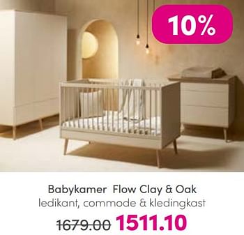 Aanbiedingen Babykamer flow clay + oak - Huismerk - Baby &amp; Tiener Megastore - Geldig van 26/03/2023 tot 02/04/2023 bij Baby & Tiener Megastore