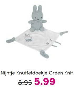 Aanbiedingen Nijntje knuffeldoekje green knit - Nijntje - Geldig van 26/03/2023 tot 02/04/2023 bij Baby & Tiener Megastore