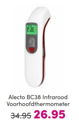 Aanbiedingen Alecto bc38 infrarood voorhoofdthermometer - Alecto - Geldig van 26/03/2023 tot 02/04/2023 bij Baby & Tiener Megastore