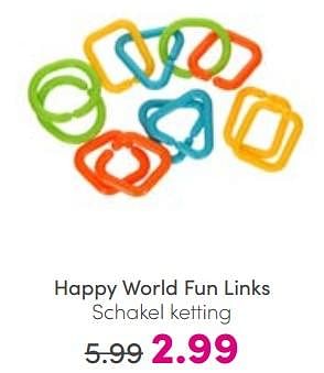 Aanbiedingen Happy world fun links schakel ketting - Happy World - Geldig van 26/03/2023 tot 02/04/2023 bij Baby & Tiener Megastore
