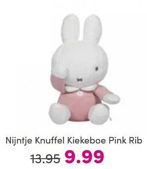 Aanbiedingen Nijntje knuffel kiekeboe pink rib - Nijntje - Geldig van 26/03/2023 tot 02/04/2023 bij Baby & Tiener Megastore