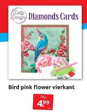 Aanbiedingen Bird pink flower vierkant - Huismerk - Boekenvoordeel - Geldig van 25/03/2023 tot 02/04/2023 bij Boekenvoordeel