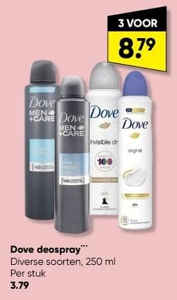 Aanbiedingen Dove deospray - Dove - Geldig van 27/03/2023 tot 09/04/2023 bij Big Bazar