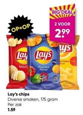 Aanbiedingen Lay`s chips - Lay's - Geldig van 27/03/2023 tot 09/04/2023 bij Big Bazar