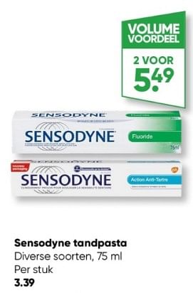Aanbiedingen Sensodyne tandpasta - Sensodyne - Geldig van 27/03/2023 tot 09/04/2023 bij Big Bazar