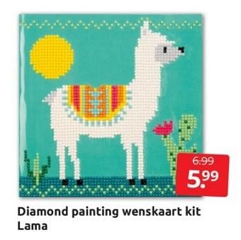 Aanbiedingen Diamond painting wenskaart kit lama - Diamond Painting - Geldig van 01/04/2023 tot 09/04/2023 bij Boekenvoordeel