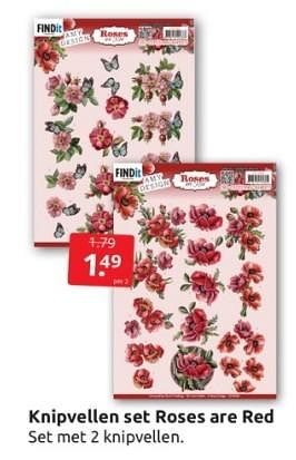 Aanbiedingen Knipvellen set roses are red - Huismerk - Boekenvoordeel - Geldig van 01/04/2023 tot 09/04/2023 bij Boekenvoordeel