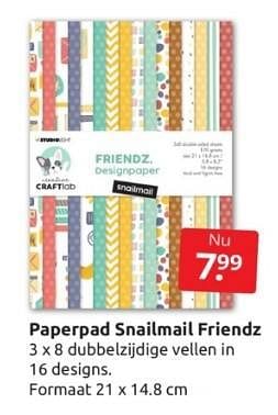 Aanbiedingen Paperpad snailmail friendz - Huismerk - Boekenvoordeel - Geldig van 01/04/2023 tot 09/04/2023 bij Boekenvoordeel