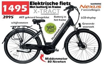 Aanbiedingen Elektrische fiets met batterij in frame - X-tract - Geldig van 11/03/2023 tot 09/04/2023 bij Itek