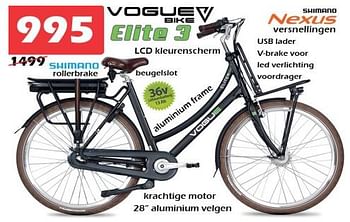 Aanbiedingen Vogue bike elite 3 - Vogue Bike - Geldig van 11/03/2023 tot 09/04/2023 bij Itek