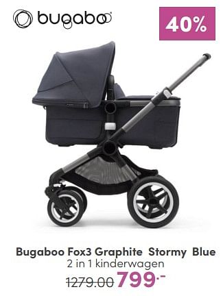 Aanbiedingen Bugaboo fox3 graphite stormy blue 2 in 1 kinderwagen - Bugaboo - Geldig van 09/04/2023 tot 15/04/2023 bij Baby & Tiener Megastore