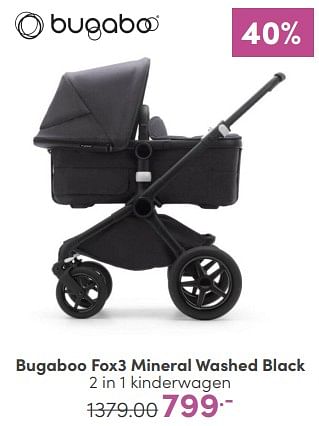 Aanbiedingen Bugaboo fox3 mineral washed black 2 in 1 kinderwagen - Bugaboo - Geldig van 09/04/2023 tot 15/04/2023 bij Baby & Tiener Megastore