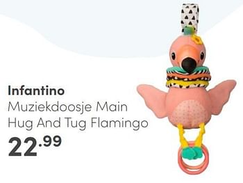 Aanbiedingen Infantino muziekdoosje main hug and tug flamingo - Infantino - Geldig van 09/04/2023 tot 15/04/2023 bij Baby & Tiener Megastore