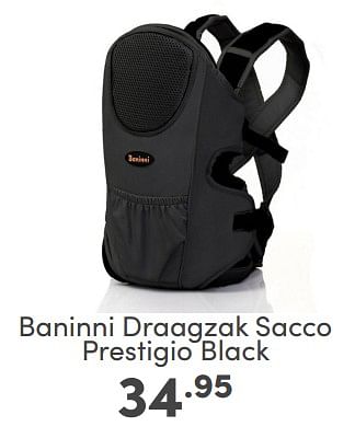 Aanbiedingen Baninni draagzak sacco prestigio black - Baninni - Geldig van 09/04/2023 tot 15/04/2023 bij Baby & Tiener Megastore