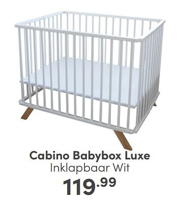 Aanbiedingen Cabino babybox luxe inklapbaar wit - Cabino - Geldig van 09/04/2023 tot 15/04/2023 bij Baby & Tiener Megastore