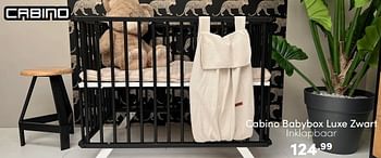 Aanbiedingen Cabino babybox luxe zwart inklapbaar - Cabino - Geldig van 09/04/2023 tot 15/04/2023 bij Baby & Tiener Megastore