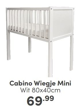 Aanbiedingen Cabino wiegje mini wit - Cabino - Geldig van 09/04/2023 tot 15/04/2023 bij Baby & Tiener Megastore