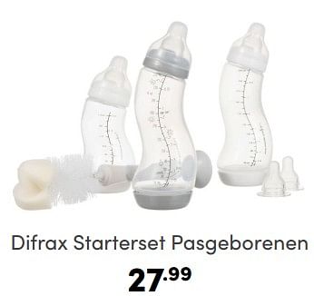 Aanbiedingen Difrax starterset pasgeborenen - Difrax - Geldig van 09/04/2023 tot 15/04/2023 bij Baby & Tiener Megastore