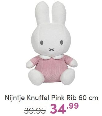Aanbiedingen Nijntje knuffel pink rib - Nijntje - Geldig van 09/04/2023 tot 15/04/2023 bij Baby & Tiener Megastore