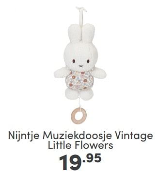 Aanbiedingen Nijntje muziekdoosje vintage little flowers - Nijntje - Geldig van 09/04/2023 tot 15/04/2023 bij Baby & Tiener Megastore