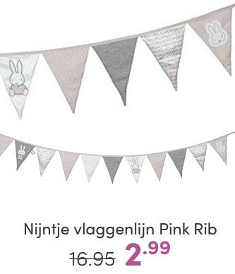 Aanbiedingen Nijntje vlaggenlijn pink rib - Nijntje - Geldig van 09/04/2023 tot 15/04/2023 bij Baby & Tiener Megastore