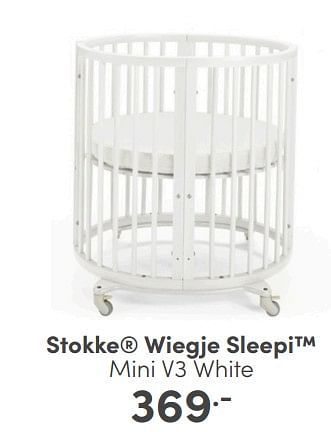 Aanbiedingen Stokke wiegje sleepi mini v3 white - Stokke - Geldig van 09/04/2023 tot 15/04/2023 bij Baby & Tiener Megastore