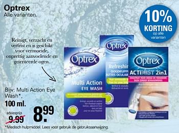 Aanbiedingen Multi action eye wash - Optrex - Geldig van 05/04/2023 tot 22/05/2023 bij De Online Drogist