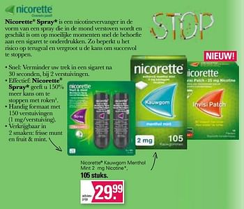 Aanbiedingen Nicorette kauwgom menthol mint 2 mg nicotine - Nicorette - Geldig van 05/04/2023 tot 22/05/2023 bij De Online Drogist