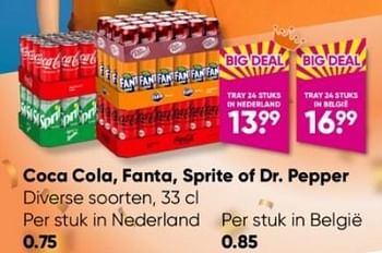 Aanbiedingen Coca cola fanta sprite of dr. pepper - Huismerk - Big Bazar - Geldig van 10/04/2023 tot 23/04/2023 bij Big Bazar