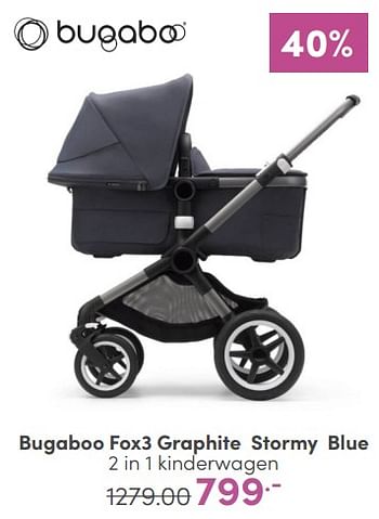 Aanbiedingen Bugaboo fox3 graphite stormy blue 2 in 1 kinderwagen - Bugaboo - Geldig van 16/04/2023 tot 22/04/2023 bij Baby & Tiener Megastore