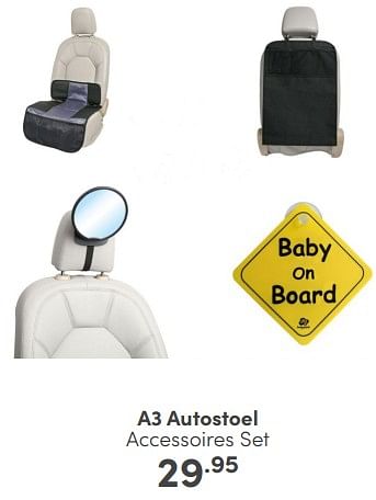 Aanbiedingen A3 autostoel accessoires set - A3 Baby &amp; Kids - Geldig van 16/04/2023 tot 22/04/2023 bij Baby & Tiener Megastore