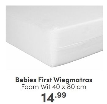 Aanbiedingen Bebies first wiegmatras foam wit - bebiesfirst - Geldig van 16/04/2023 tot 22/04/2023 bij Baby & Tiener Megastore