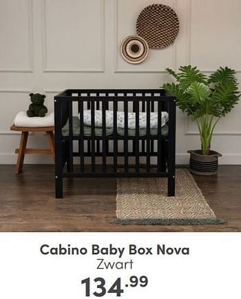 Aanbiedingen Cabino baby box nova zwart - Cabino - Geldig van 16/04/2023 tot 22/04/2023 bij Baby & Tiener Megastore