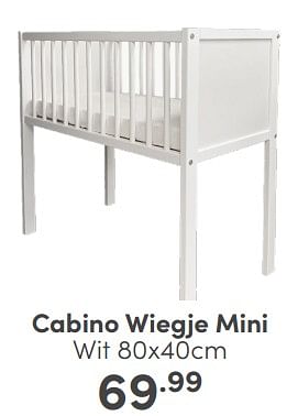 Aanbiedingen Cabino wiegje mini wit - Cabino - Geldig van 16/04/2023 tot 22/04/2023 bij Baby & Tiener Megastore