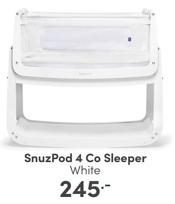 Aanbiedingen Snuzpod 4 co sleeper white - Snuzpod - Geldig van 16/04/2023 tot 22/04/2023 bij Baby & Tiener Megastore