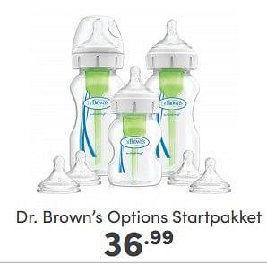 Aanbiedingen Dr. brown’s options startpakket - DrBrown's - Geldig van 16/04/2023 tot 22/04/2023 bij Baby & Tiener Megastore