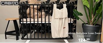 Aanbiedingen Cabino babybox luxe zwart inklapbaar - Cabino - Geldig van 16/04/2023 tot 22/04/2023 bij Baby & Tiener Megastore