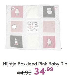 Aanbiedingen Nijntje boxkleed pink baby rib - Nijntje - Geldig van 16/04/2023 tot 22/04/2023 bij Baby & Tiener Megastore
